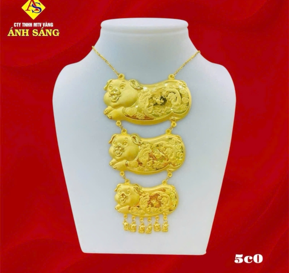 Dây Chuyền Cưới Heo 3 Tầng 5c0 V980 AS503