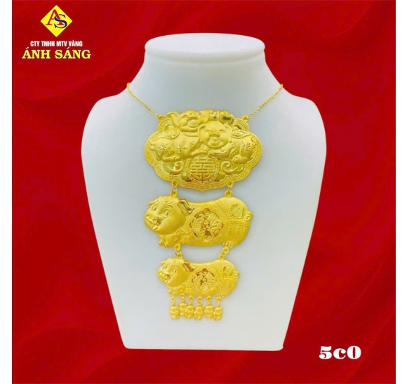 Dây Chuyền Cưới Heo 3 Tầng 5c0 V980 AS506