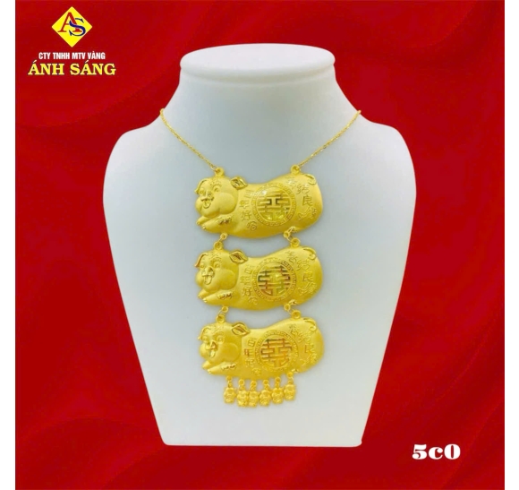 Dây Chuyền Cưới Heo 3 Tầng 5c0 V980 AS502